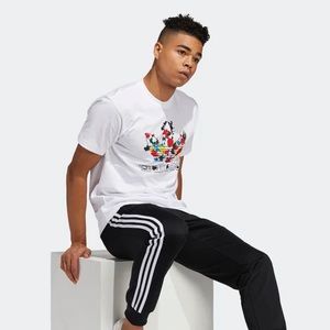 Adidas Rainbow Paint Splatter Logo Trefoil T-shirt White